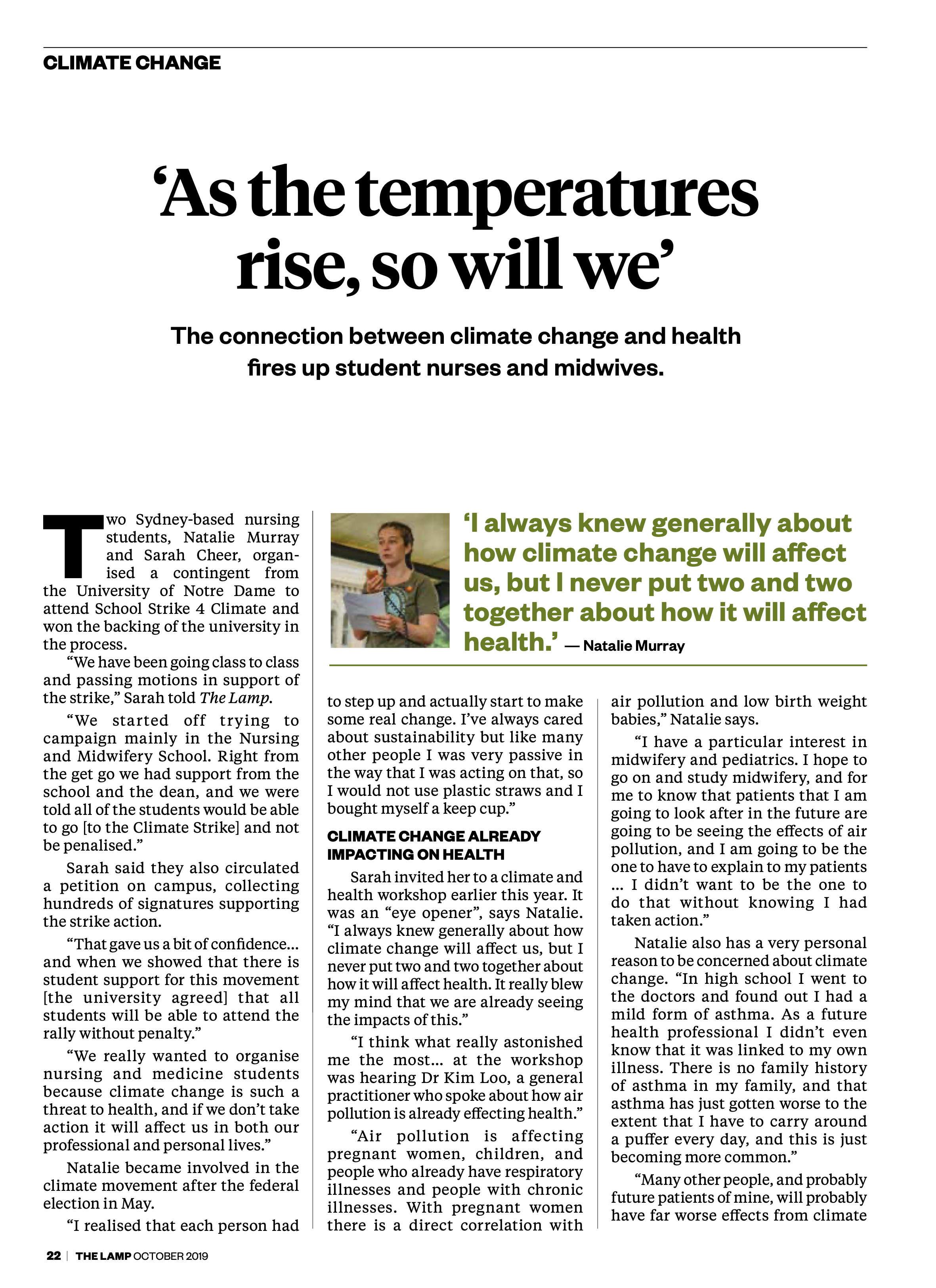 NSW Nurses and Midwives' Association: The Lamp publication page 1